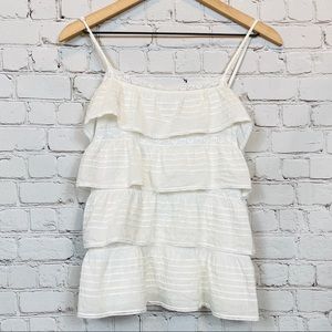 BCBGMAXAZRIA Silk & Lace Layered Cami XS White